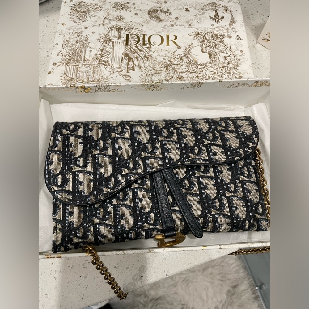 Dior saddle wallet on chain